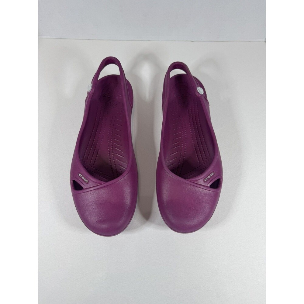 CROCS Olivia Ballet Flats Womens Size 10 Purple Slingback Jeweled Crystal Sandal